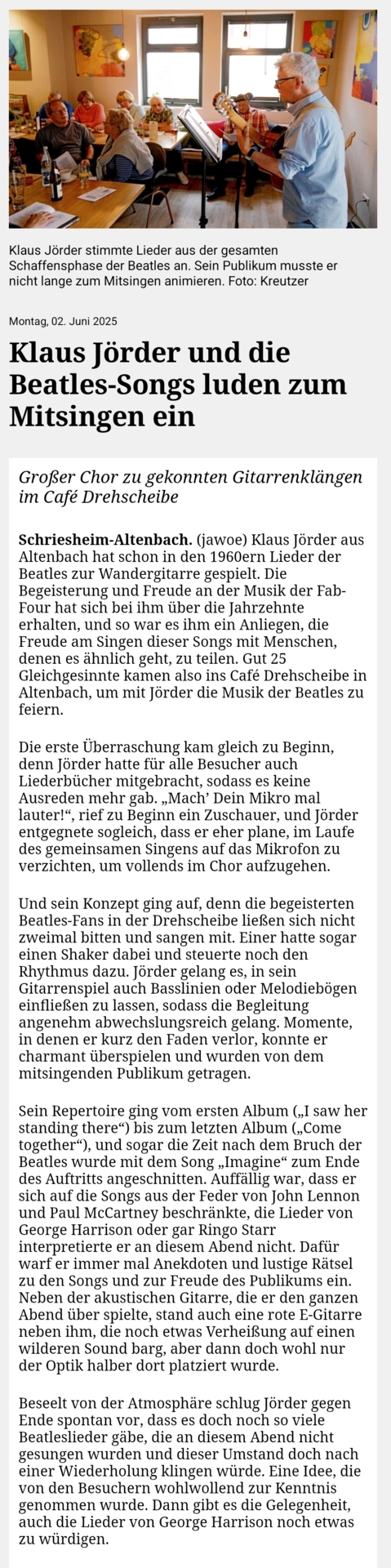 Bericht aus der Rhein-Neckar-Zeitung