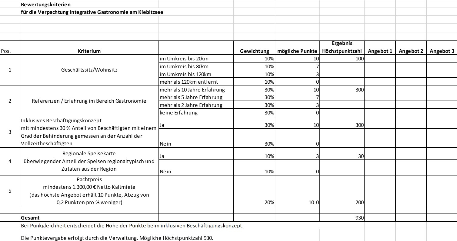 Bewertungsmatrix
