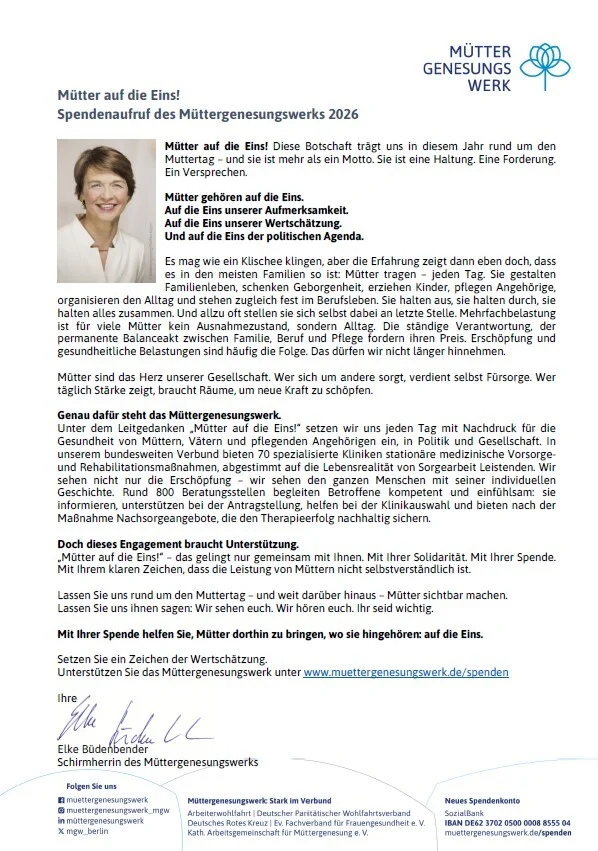 Spendenaufruf Müttergenesungswerk 2026