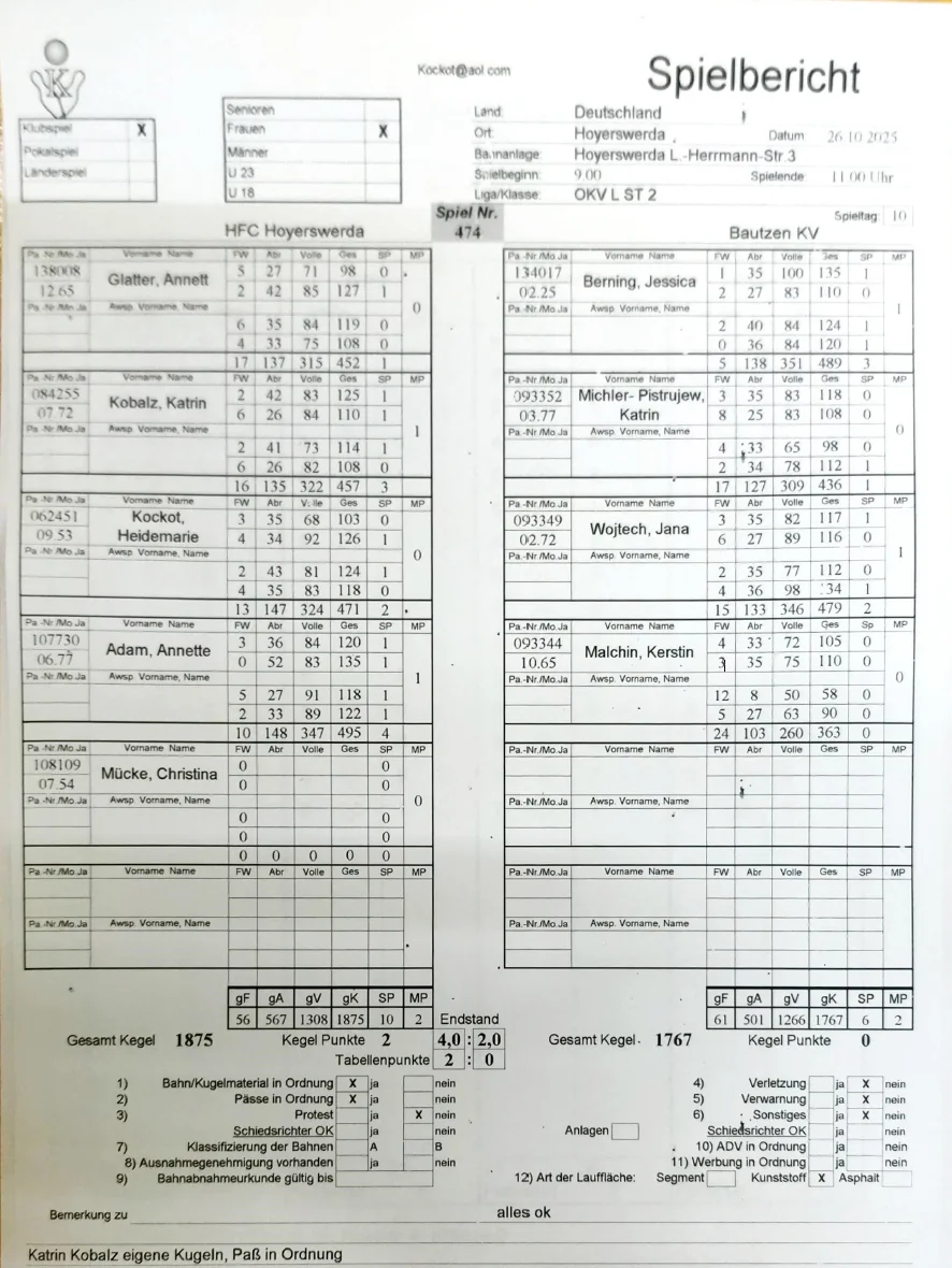 Spielbericht