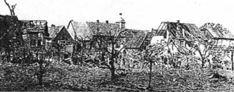Zerbombt: Die Aufnahme zeigt einen Blick auf das zerstörte Drensteinfurt aus Richtung Süden.      Quelle: Werner Bockholt