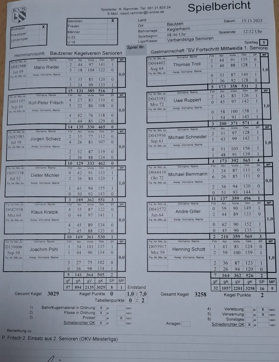 Spielbericht
