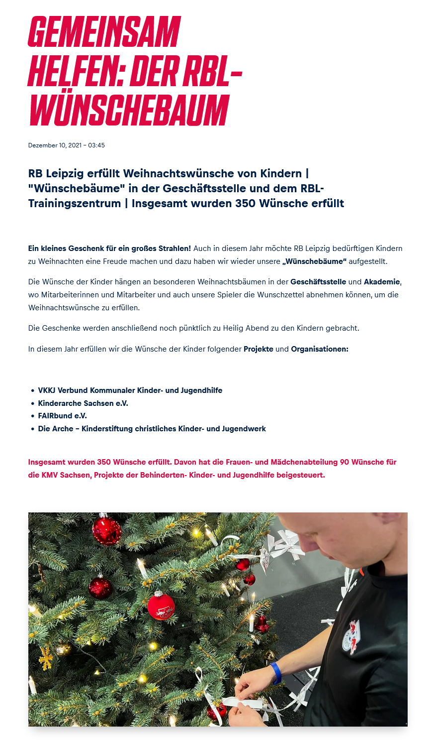 RB Leipzig erfüllt Weihnachtswünsche