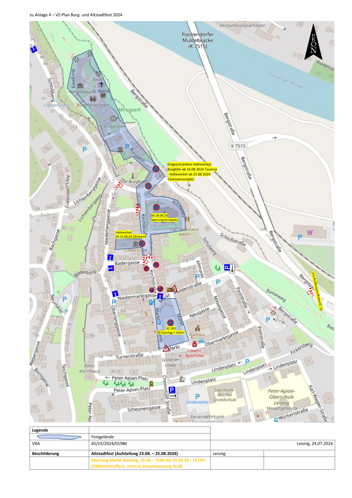 Verkehrszeichenplan Burg- und Altstadtfest 2024