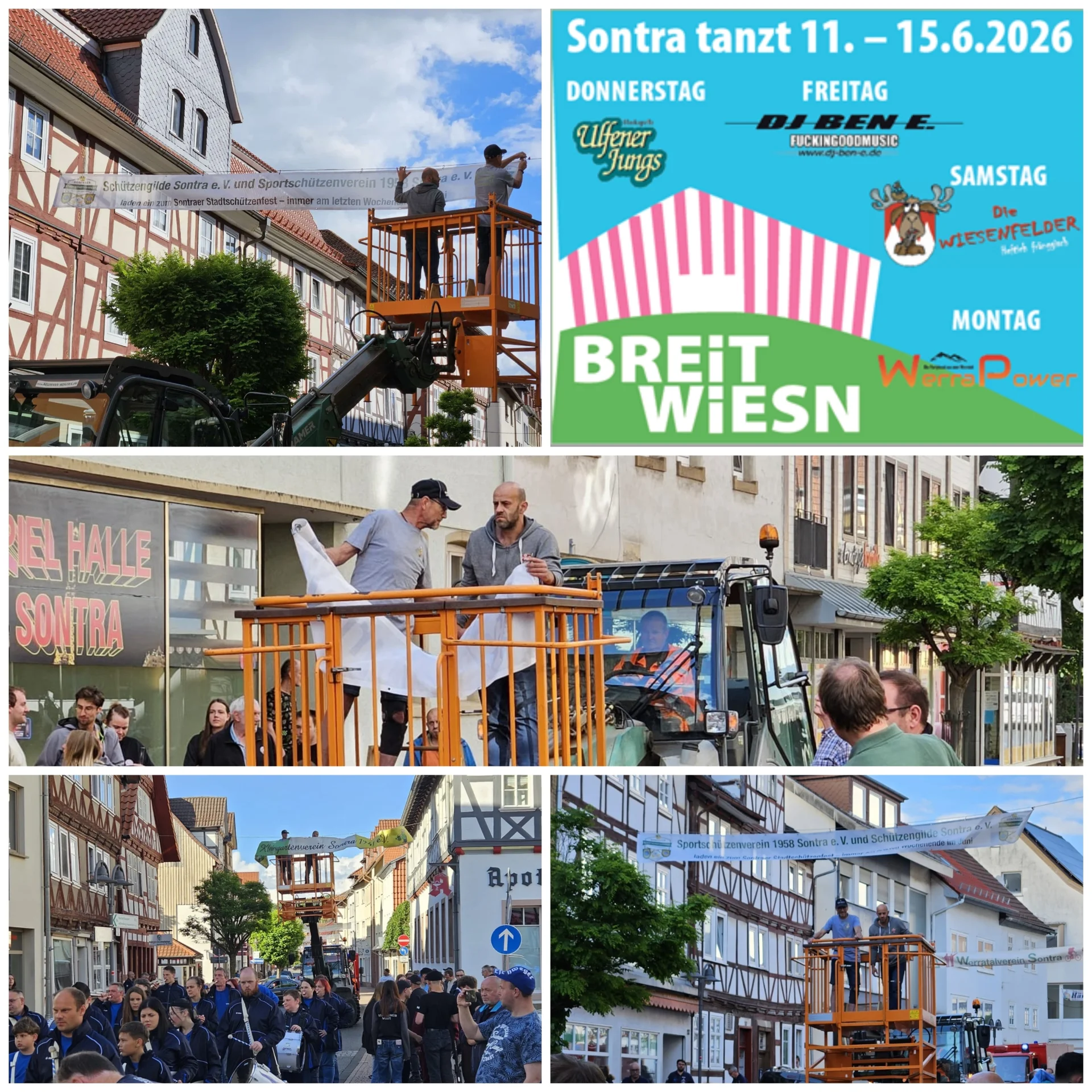 Aufhängen der Vereins-Banner