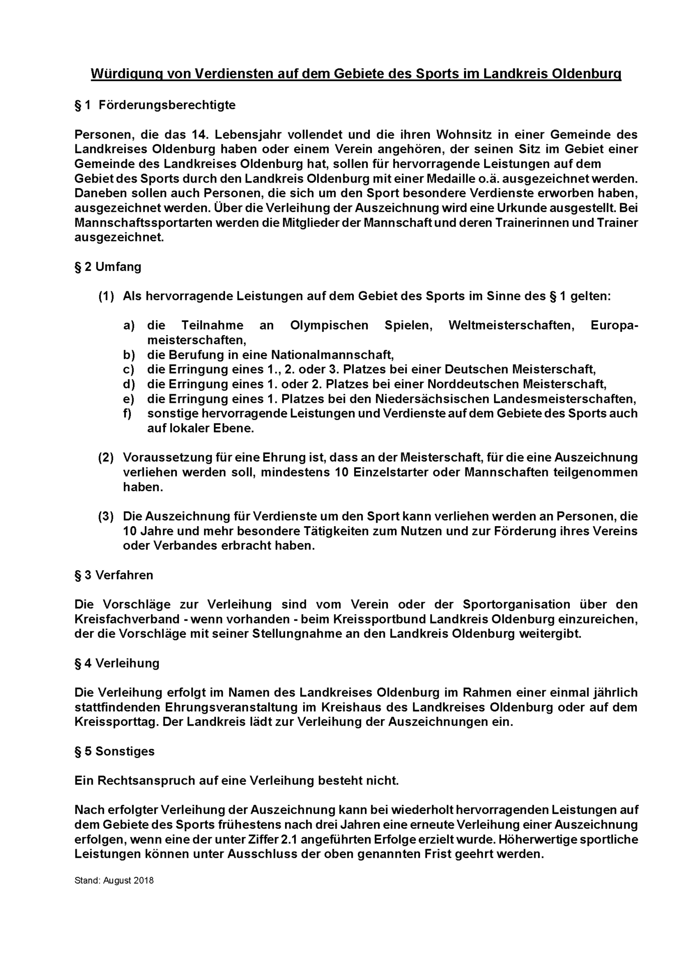 Richtlinie des Landkreises Oldenburg