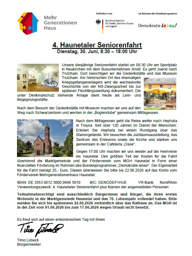 Einladung Seniorenfahrt