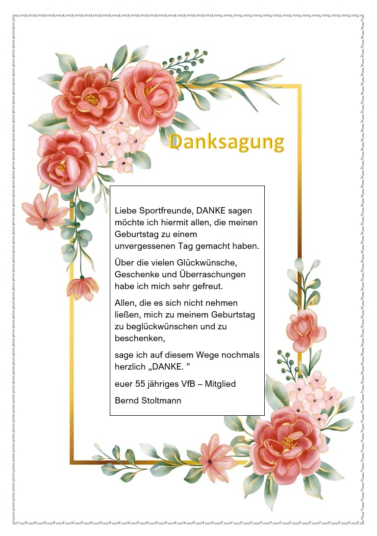 Danksagung Bernd Stolttmann