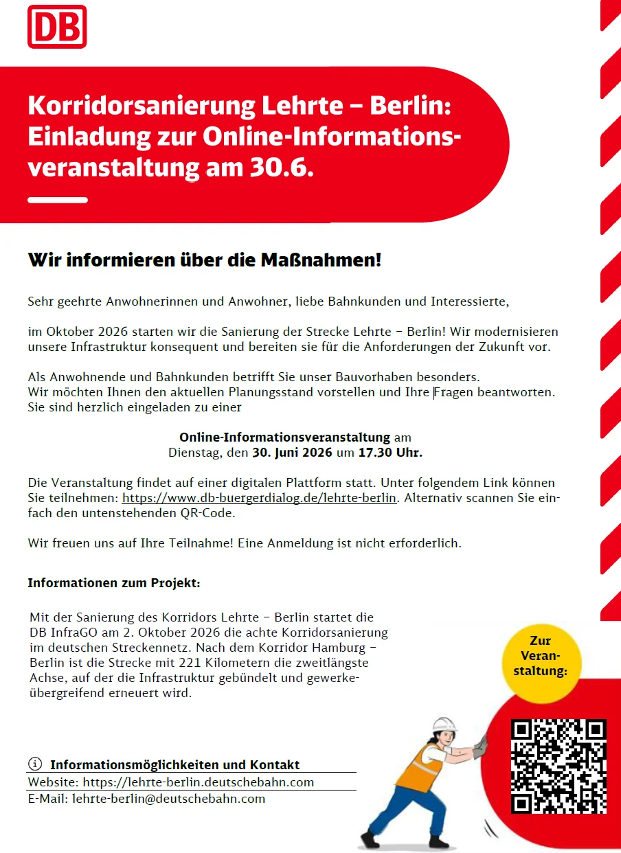 Infoblatt DB Korridorsanierung Lehrte - Berlin