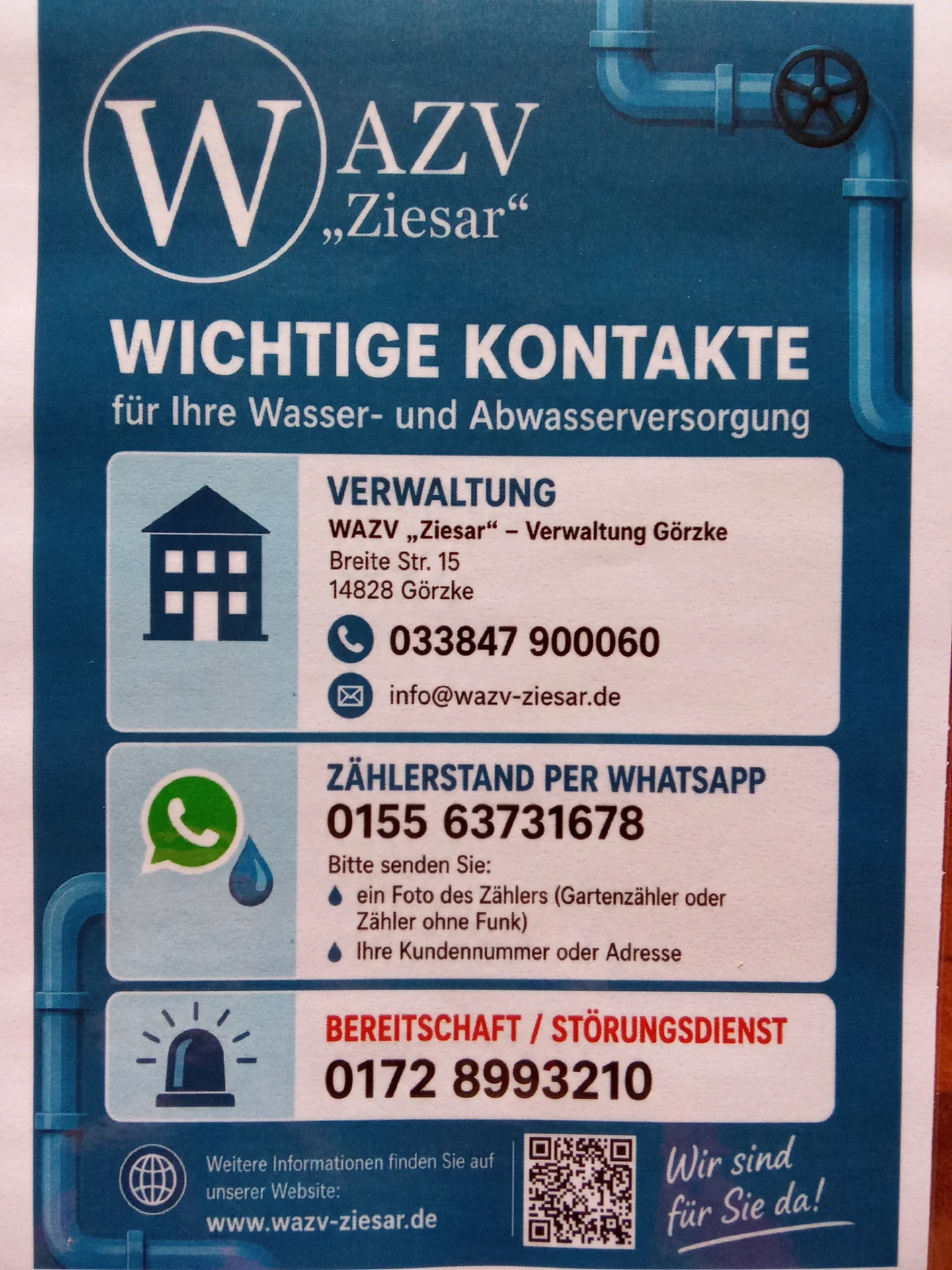 WAZV - Wichtige Kontakte