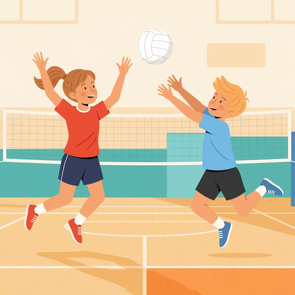 Kinder, die Volleyball spielen