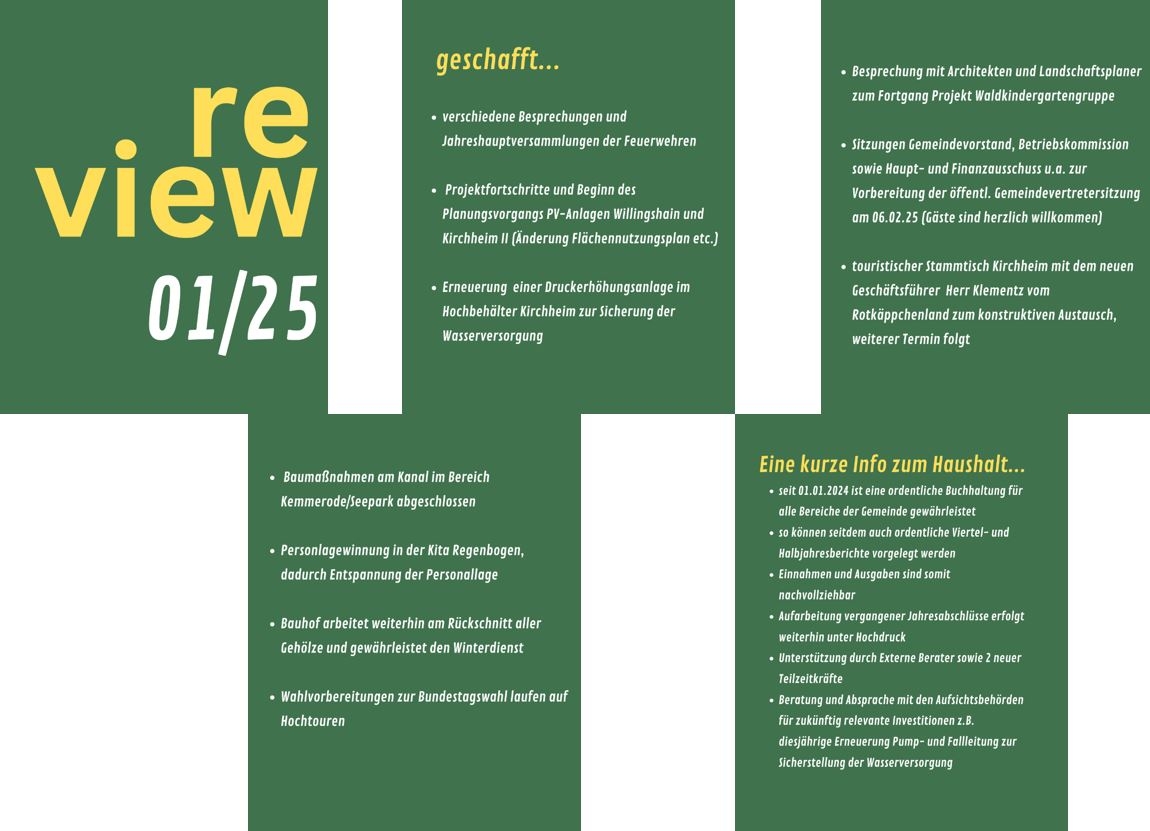 Monatlicher Rückblick Januar 2025