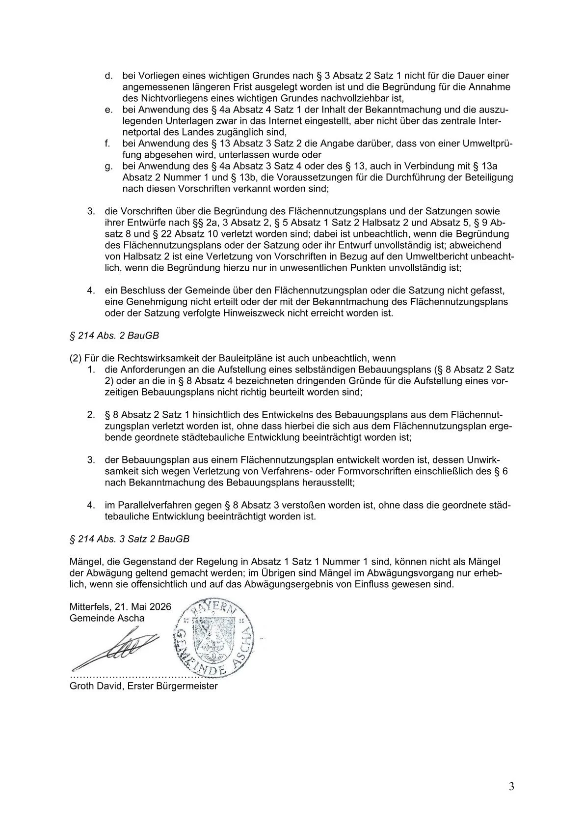 Bekanntmachung Außenbereichssatzung Au II wg. Rechtskraft, 21.05.2026-2
