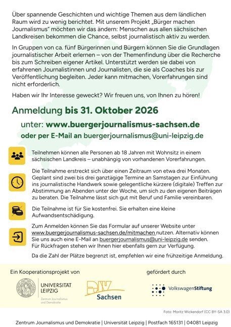 Bürgerjournalismus Anmeldefrist