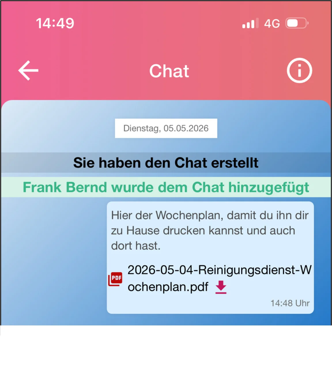 Schichtplanung im Chat verschicken