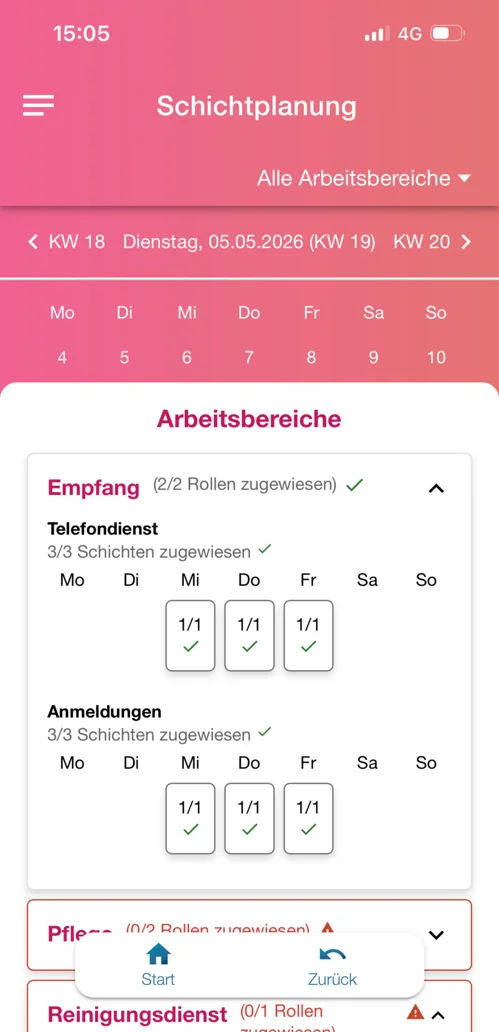 Schichtplanung in der App