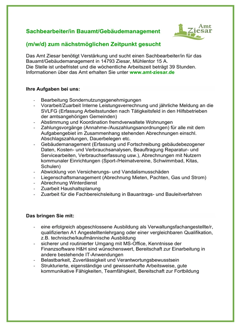 Sachbearbeiterin BauamtGebäudemanagement 1