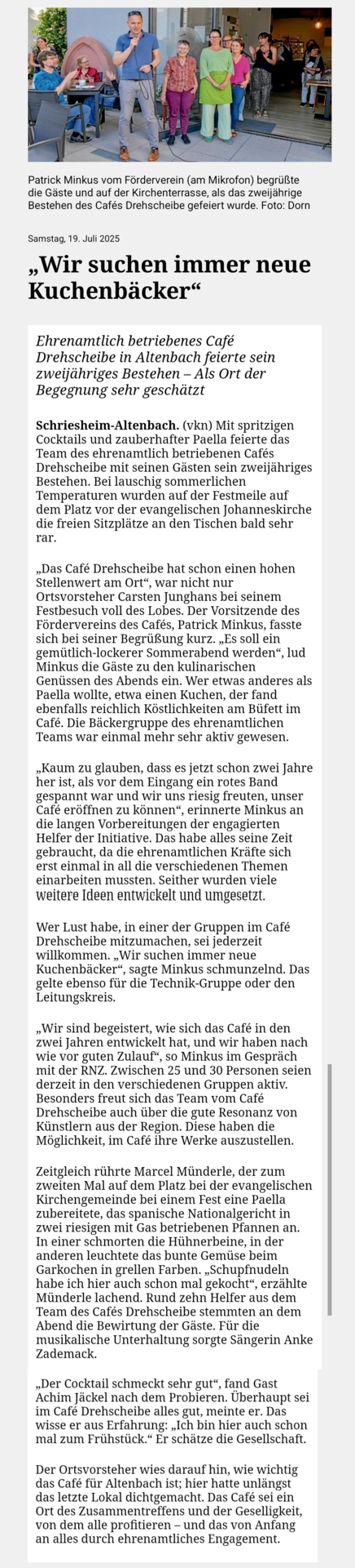 Bericht aus der Rhein-Neckar-Zeitung