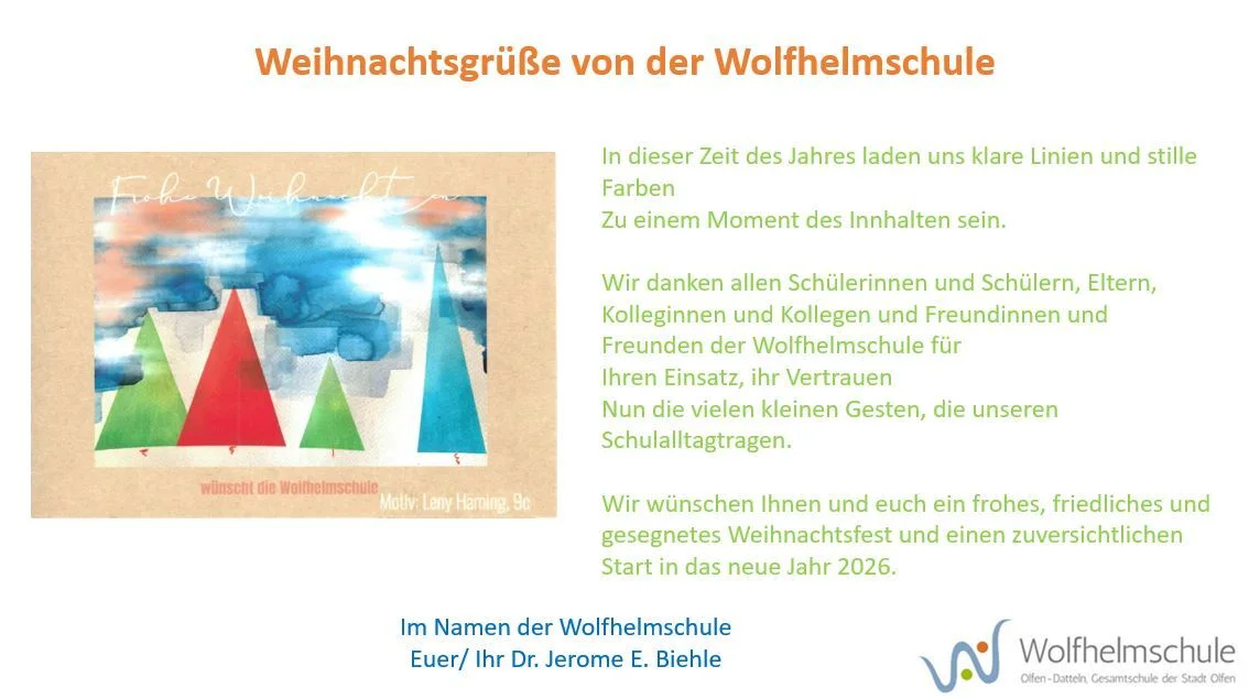 Weihnachtsgrüße von der Wolfhelmschule