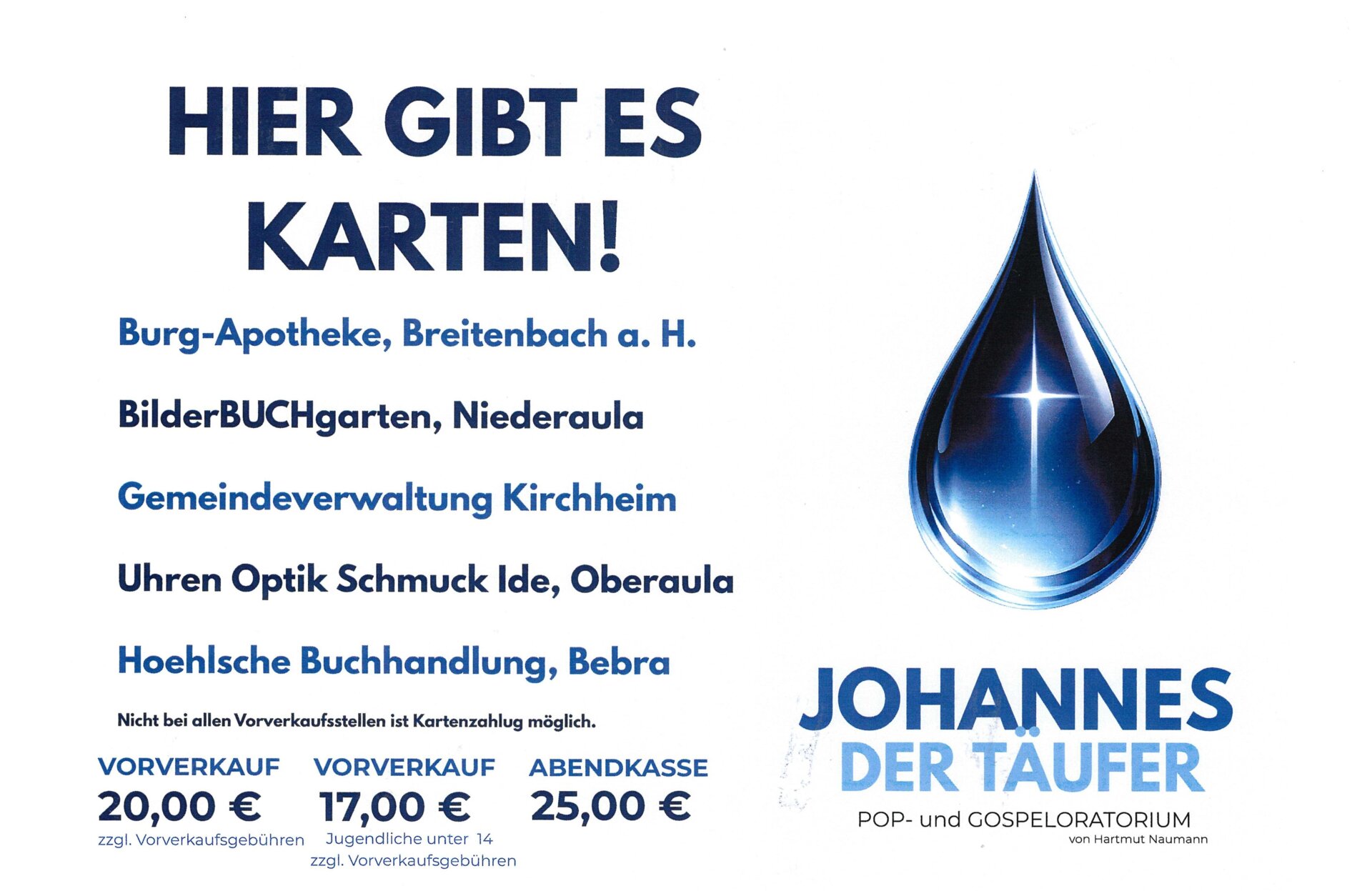 Johannes der Täufer - Pop- und Gospeloratorium - Verkaufsstellen
