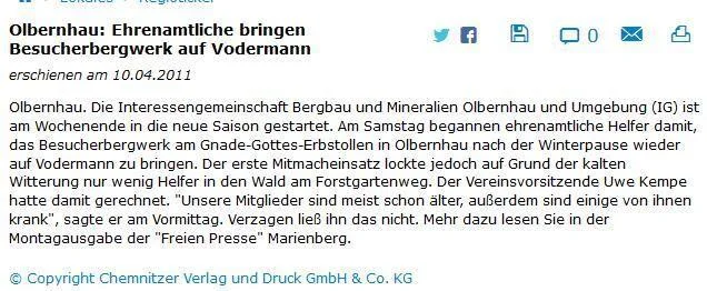 Olbernhau: Ehrenamtliche bringen Besucherbergwerk auf Vordermann