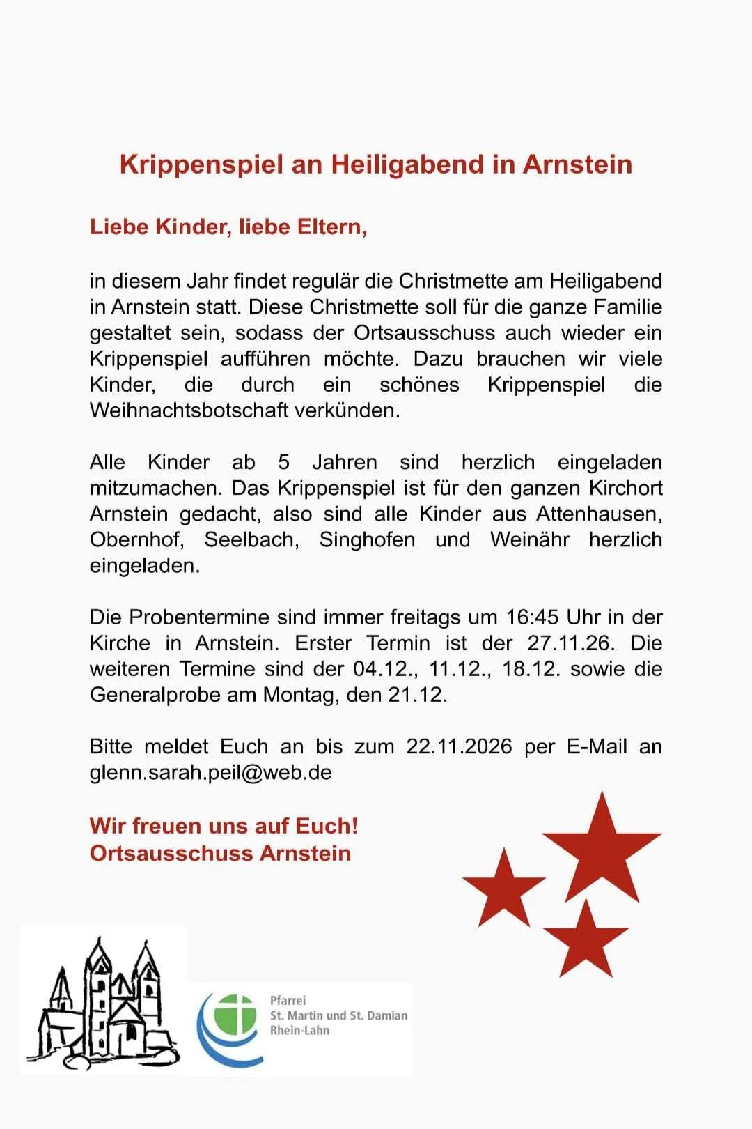 Einladung zum Krippenspiel