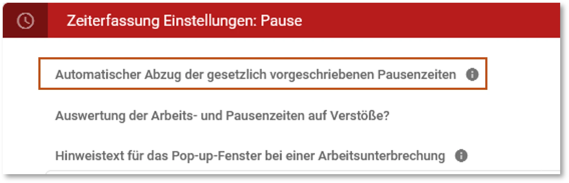 Automatischer Pausenabzug