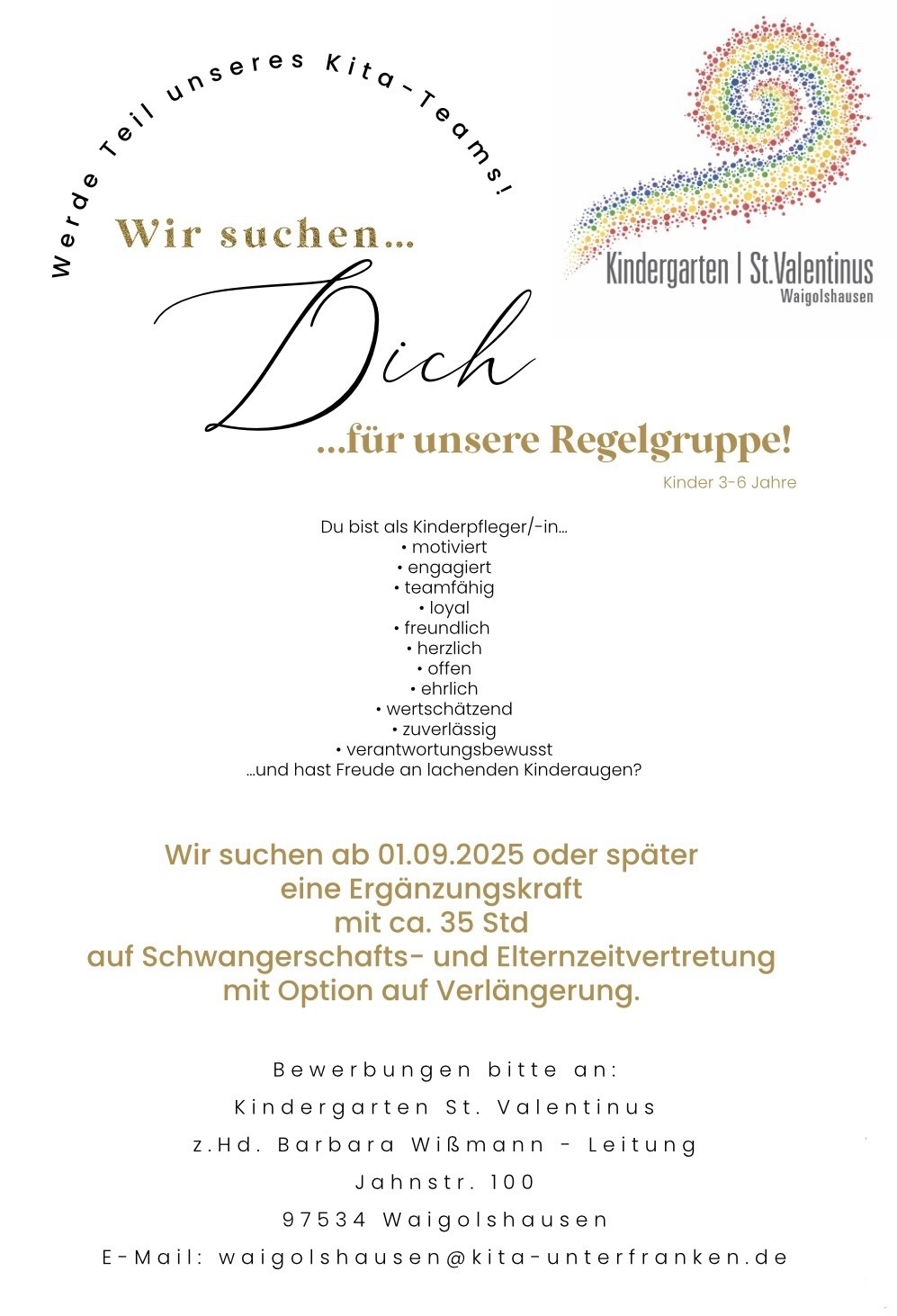 Stellenanzeige Kinderpflegerin