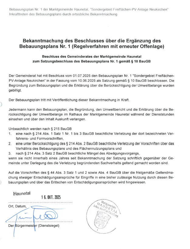 Bekanntmachung