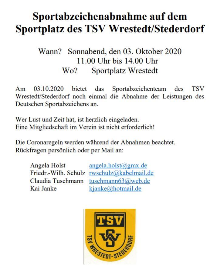 Sportabzeichenabnahme auf dem Sportplatz des TSV Wrestedt/Stederdorf