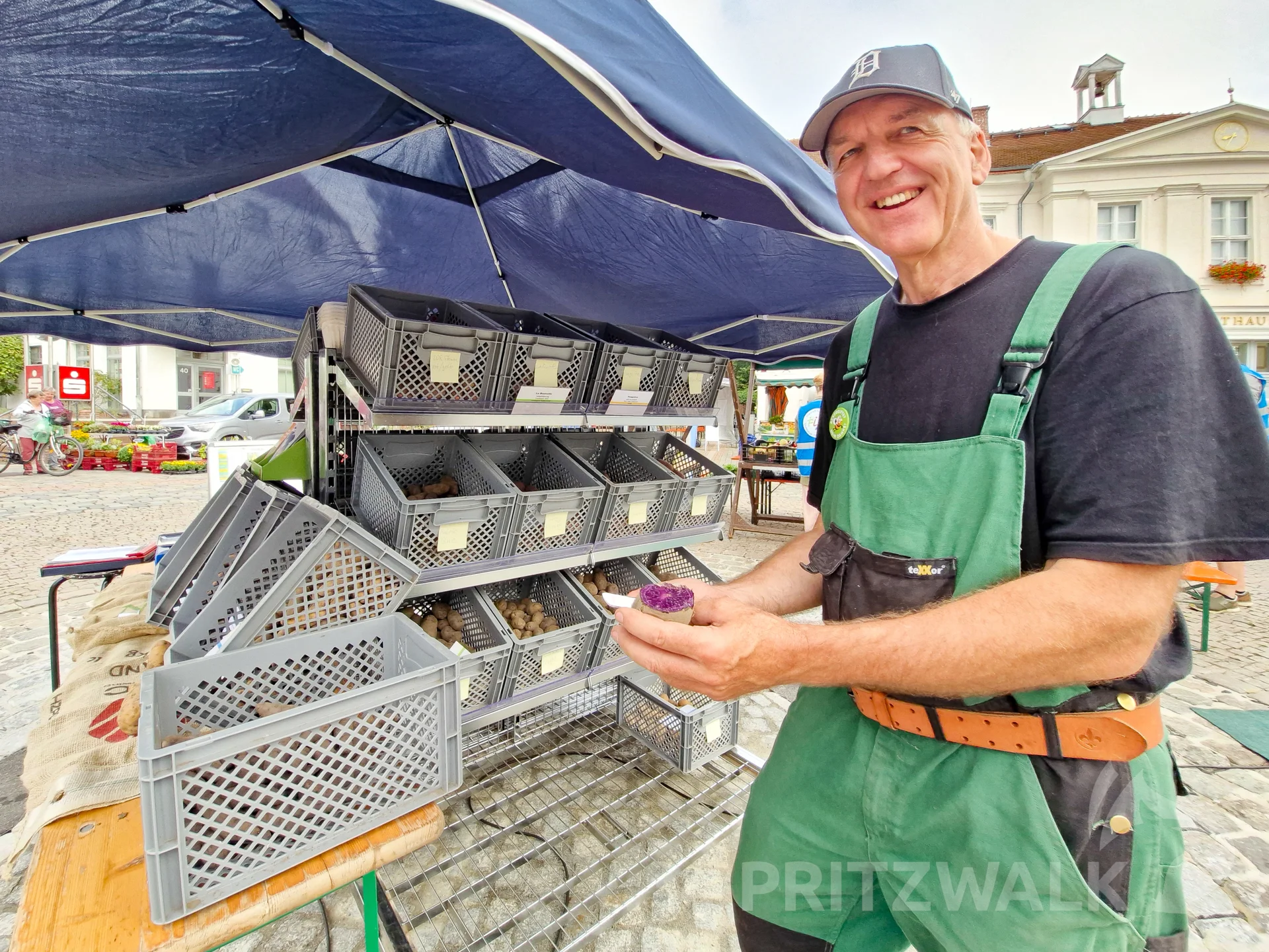 Kartoffelproduzent Henry Kosse zeigte bekannte, aber auch exotische Sorten beim PriMa-Treff Erntemarkt. Foto: Stadt Pritzwalk