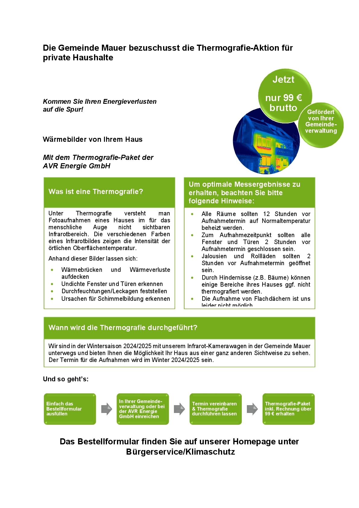 Mauer bezuschusst die Thermografie-Aktion für private Haushalte