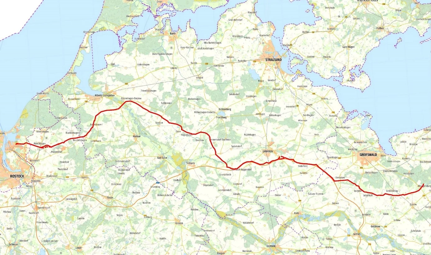 Karte mit der eingezeichneten Pipeline