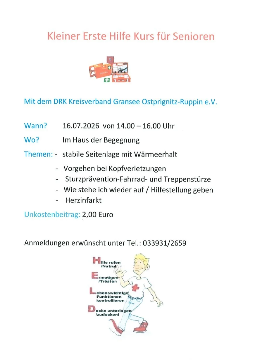 Erst Hilfe für Senioren
