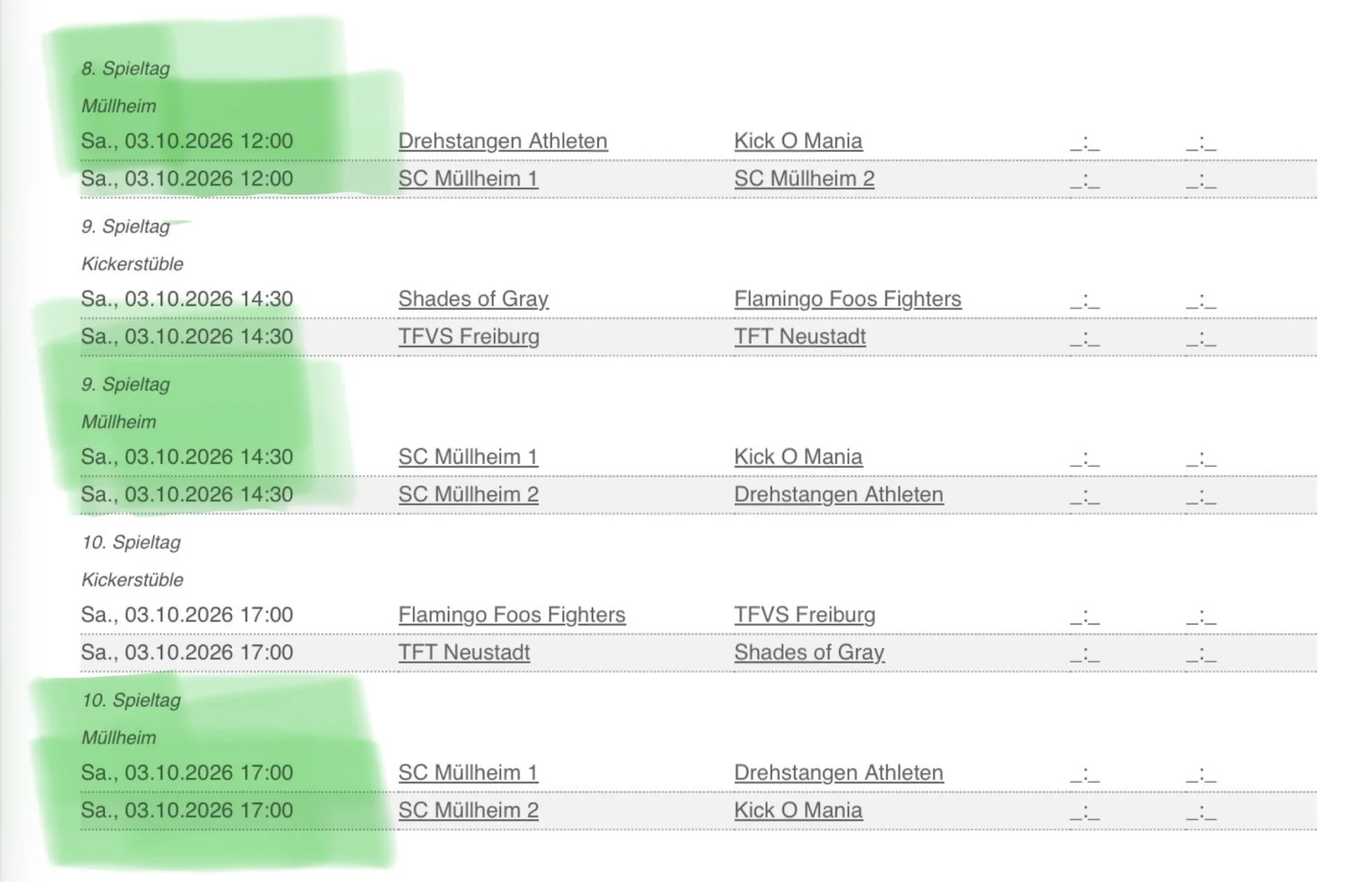 Soccer Liga Spieltag 8 - 10