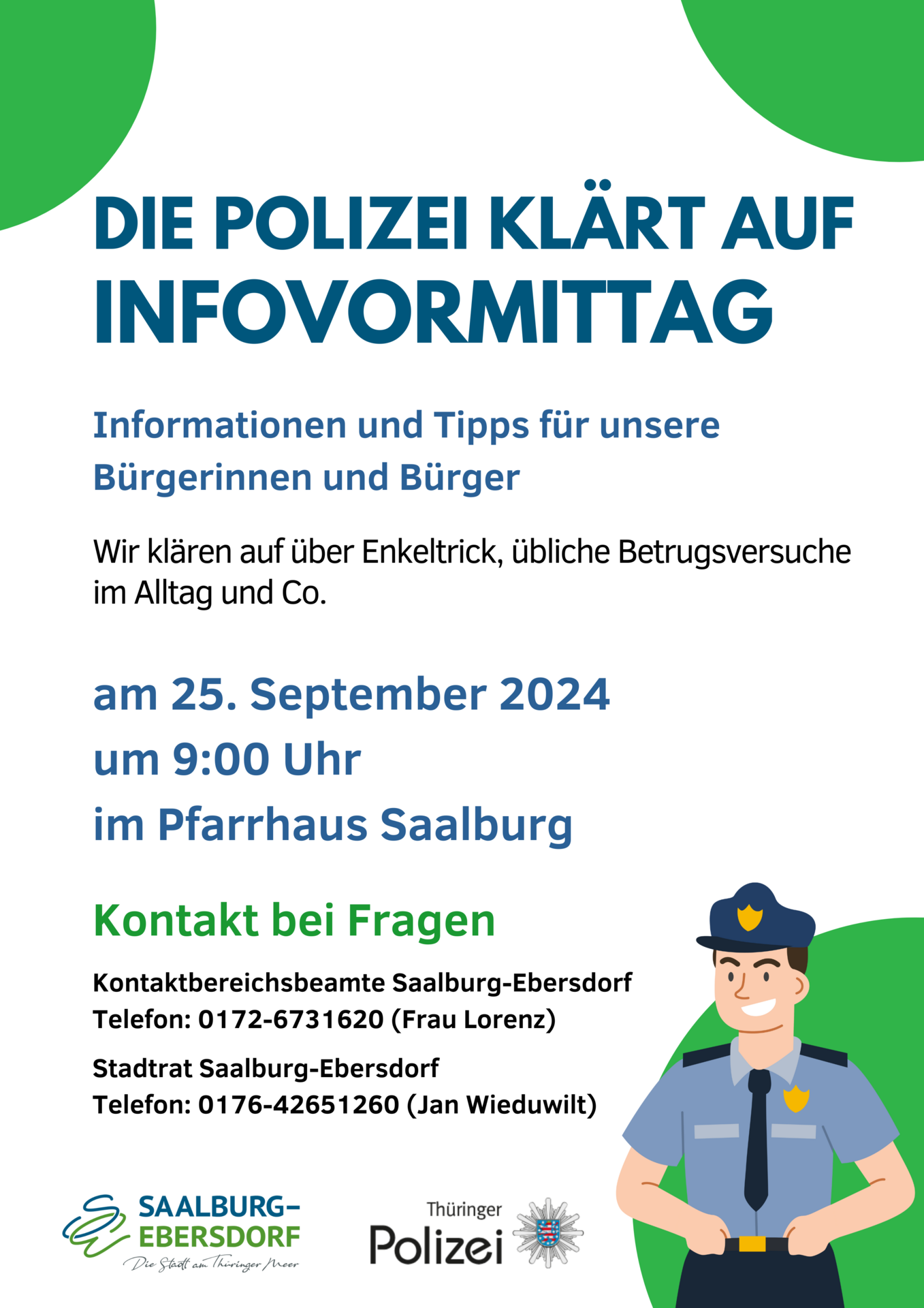 Infoveranstaltung mit der Polizei in Saalburg-Ebersdorf am Bleilochstausee