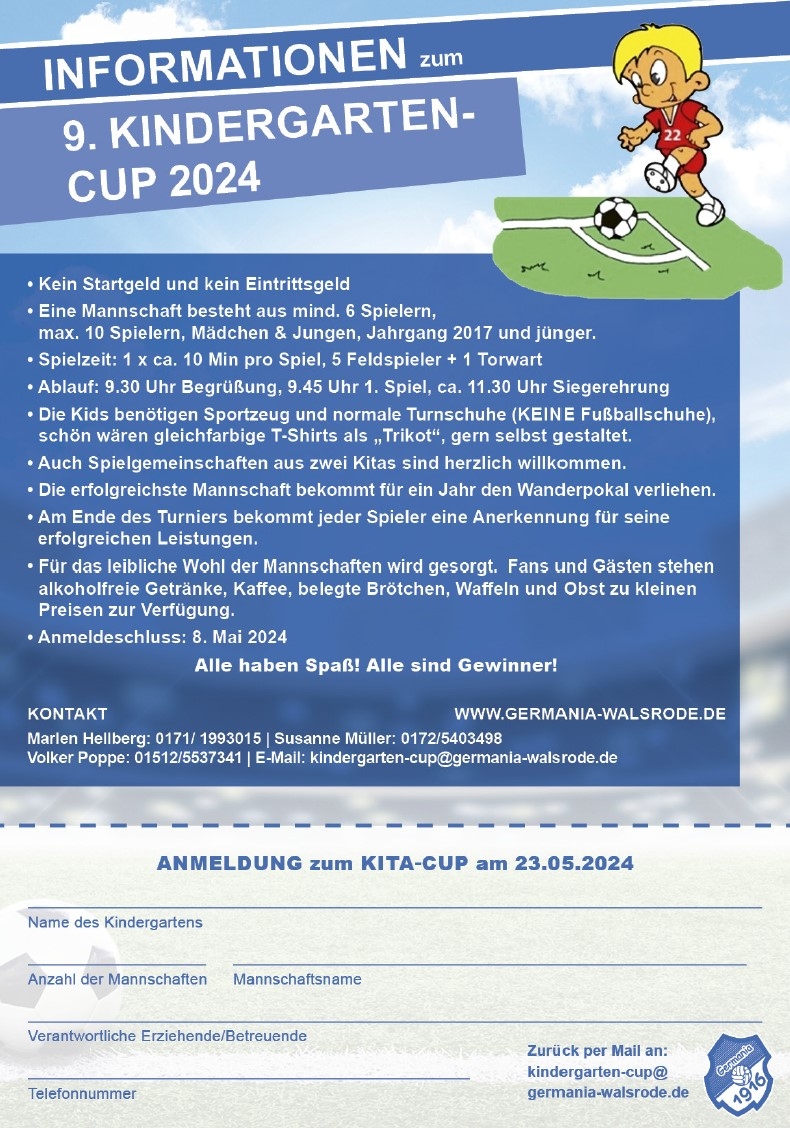 Info und Anmeldung zum 9.Kindergarten-Cup 2024