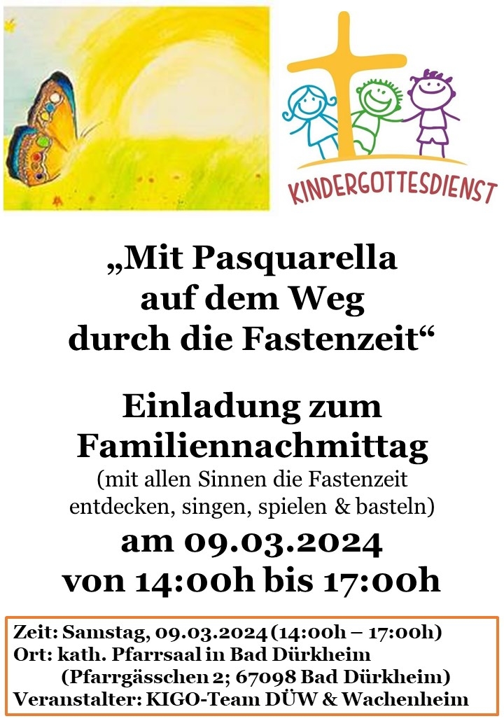 Plakat Familiennachmittag Fastenzeit 9.3.2024