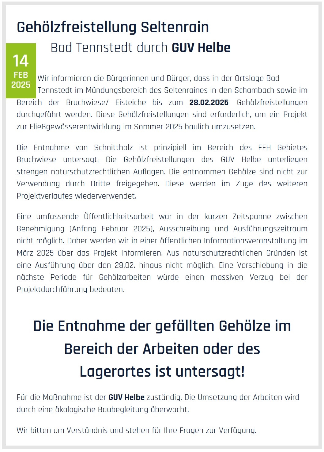 Bekanntmachung GUV HElbe
