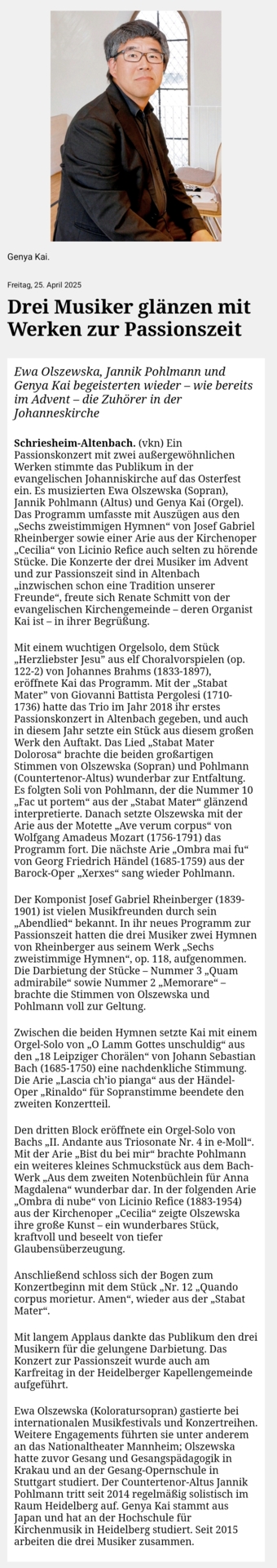 Bericht aus der Rhein-Neckar-Zeitung