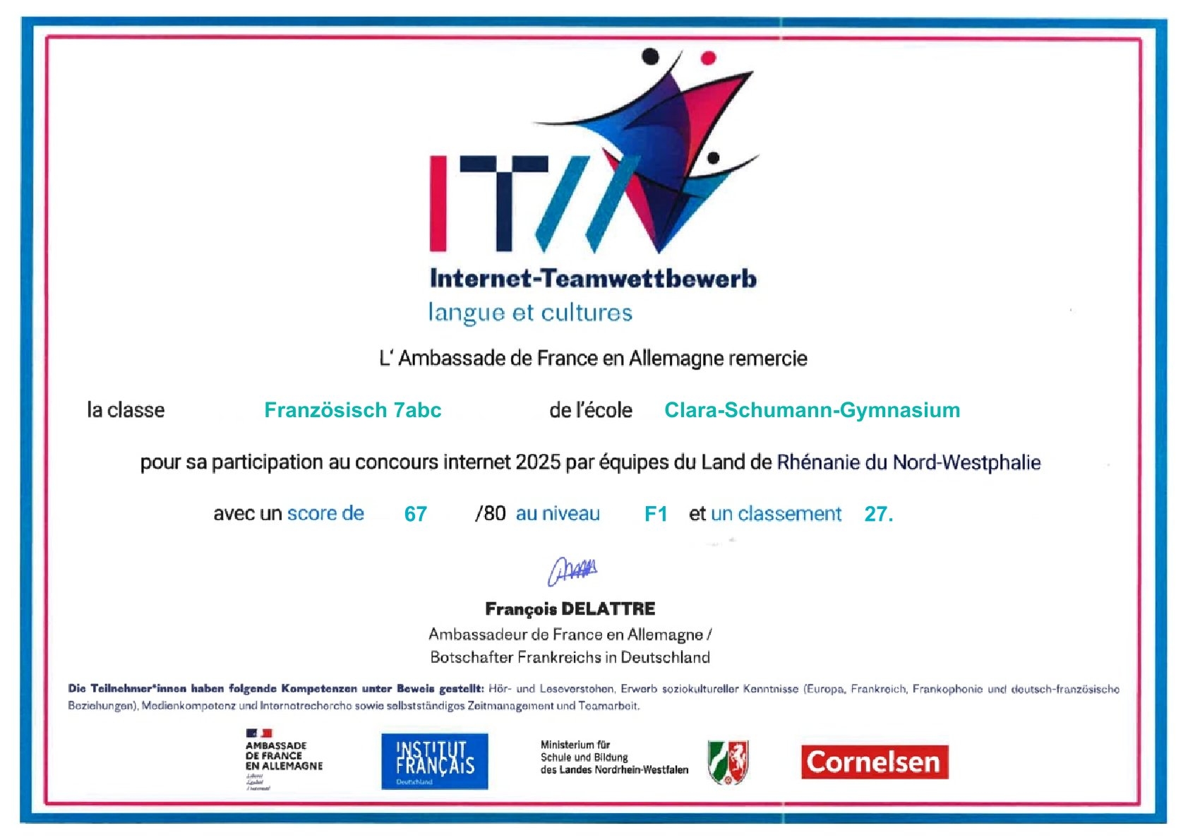 frz. IT-Wettbewerb Urkunde 2025