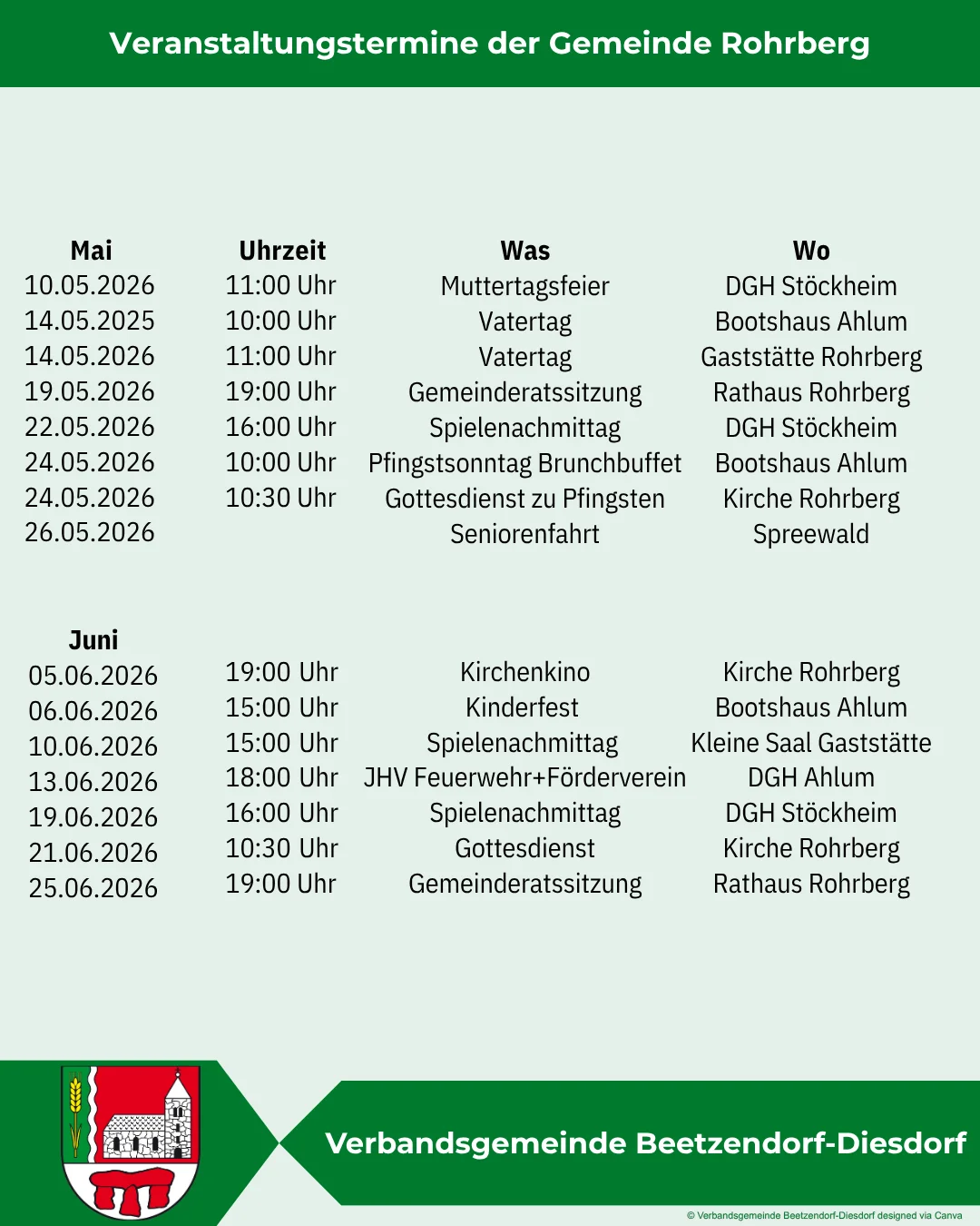 Veranstaltungen Rohrberg