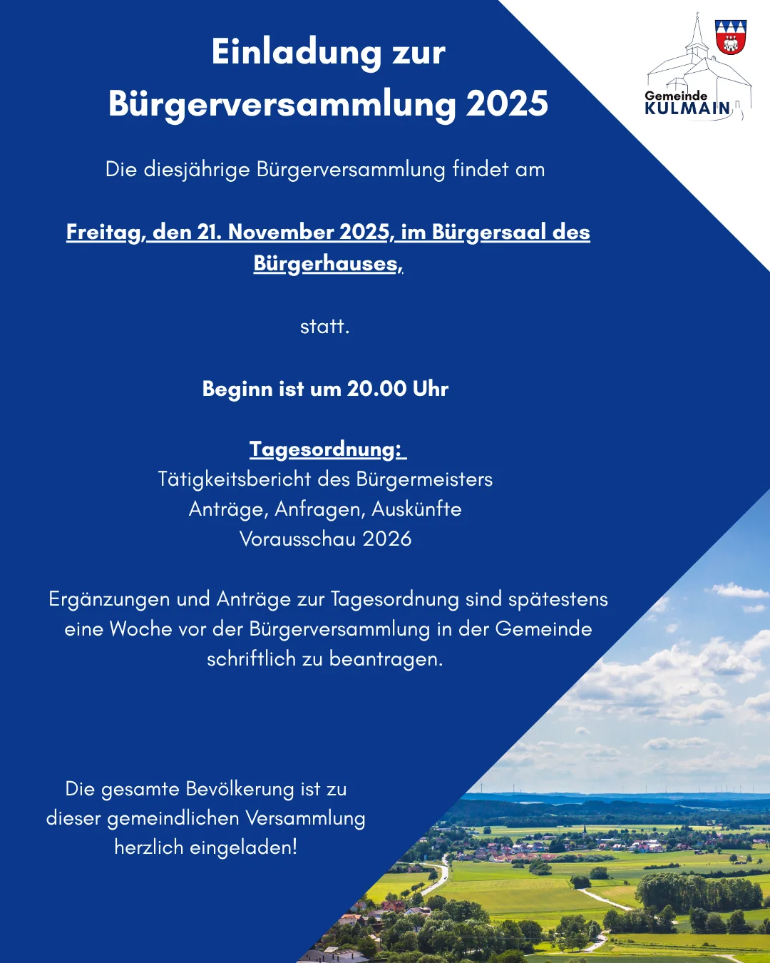 Einladung Bürgerversammlung