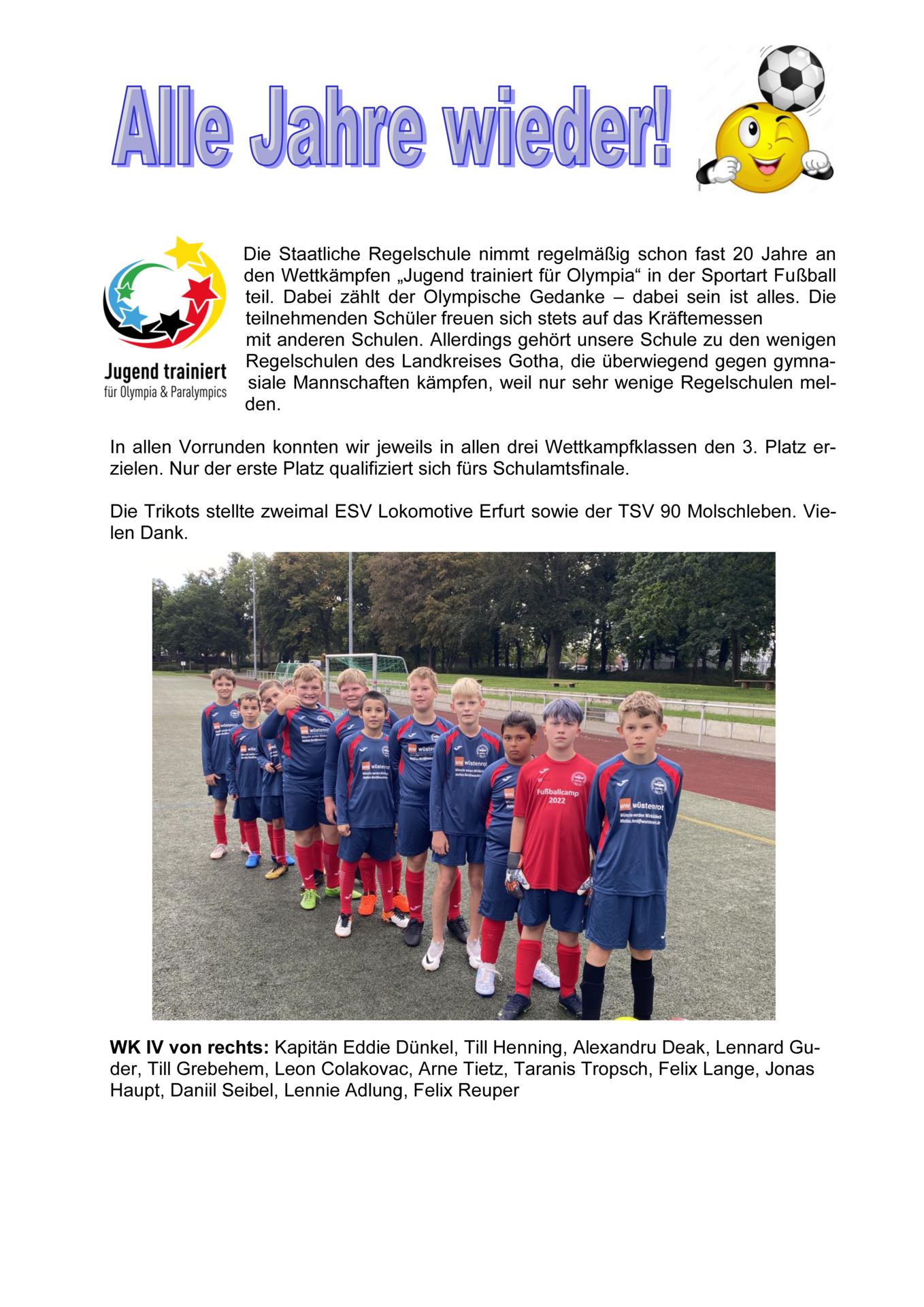 Alle Jahre wieder! Wettkämpfe „Jugend trainiert für Olympia“ Sportart Fußball_Seite_1