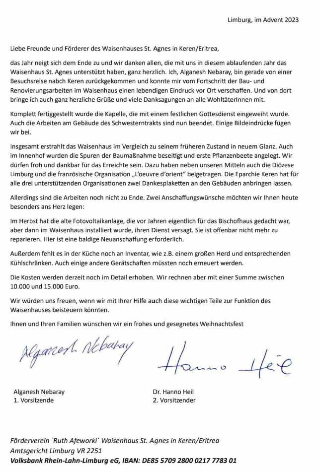 Schreiben der Danksagung