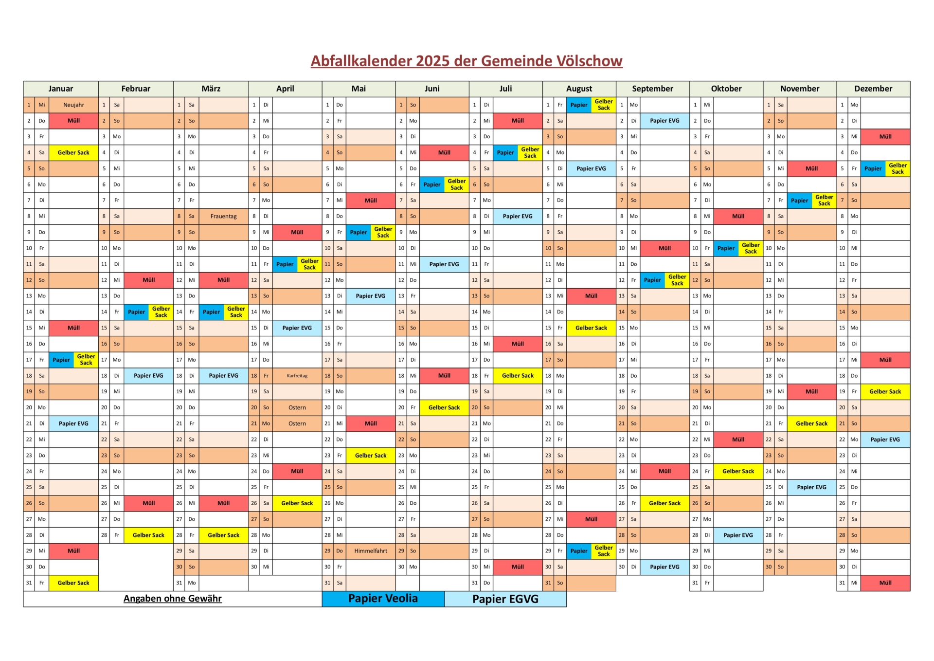 Abfallkalender 2025