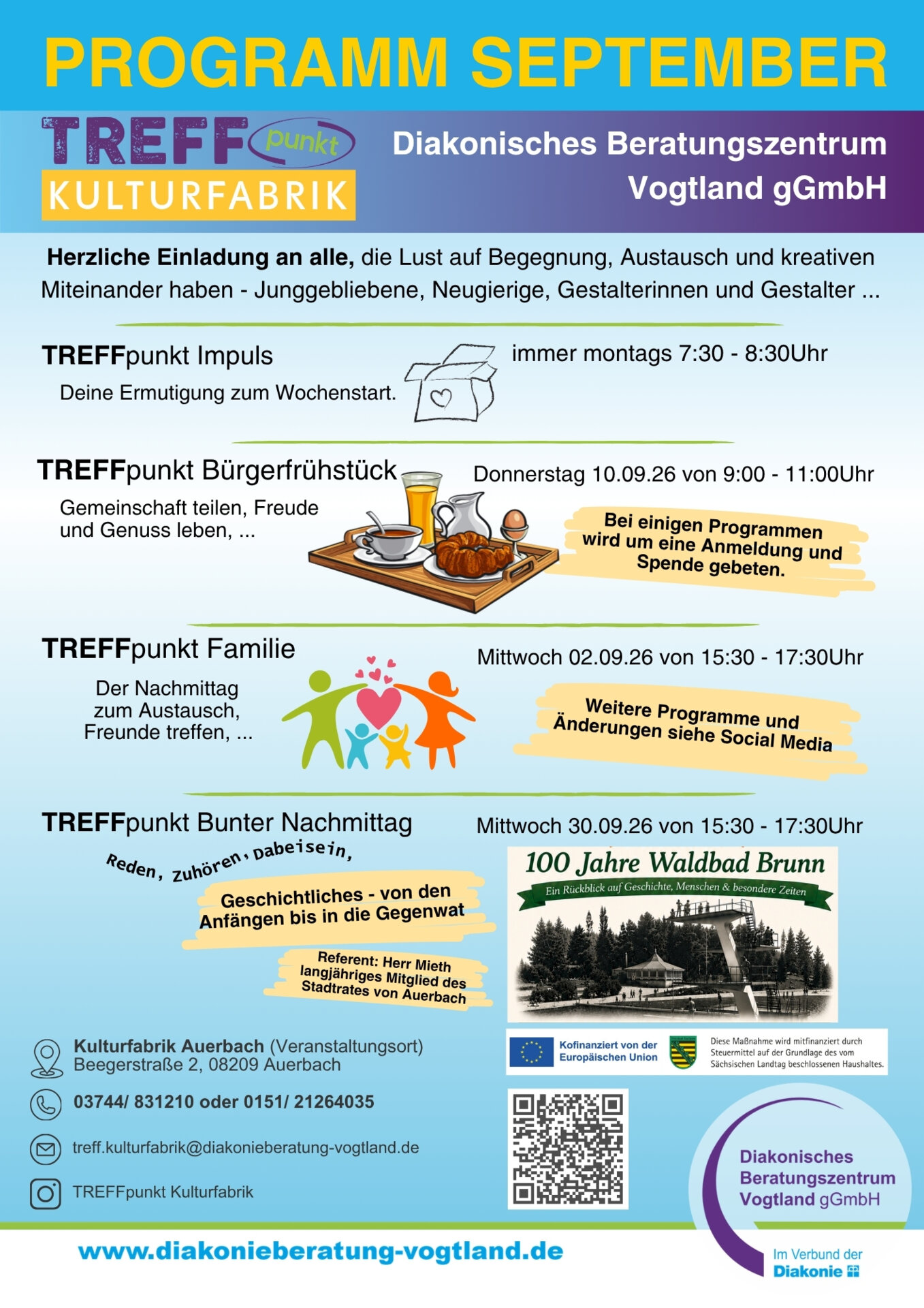 Das Programm vom September im Treffpunkt der Diakonie.