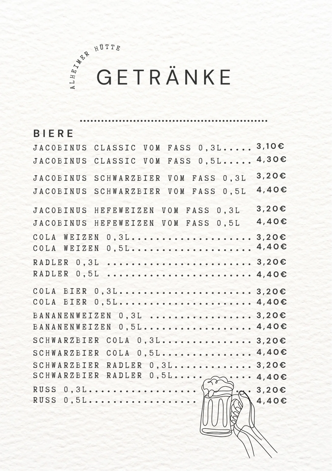 Speisekarte 20260719