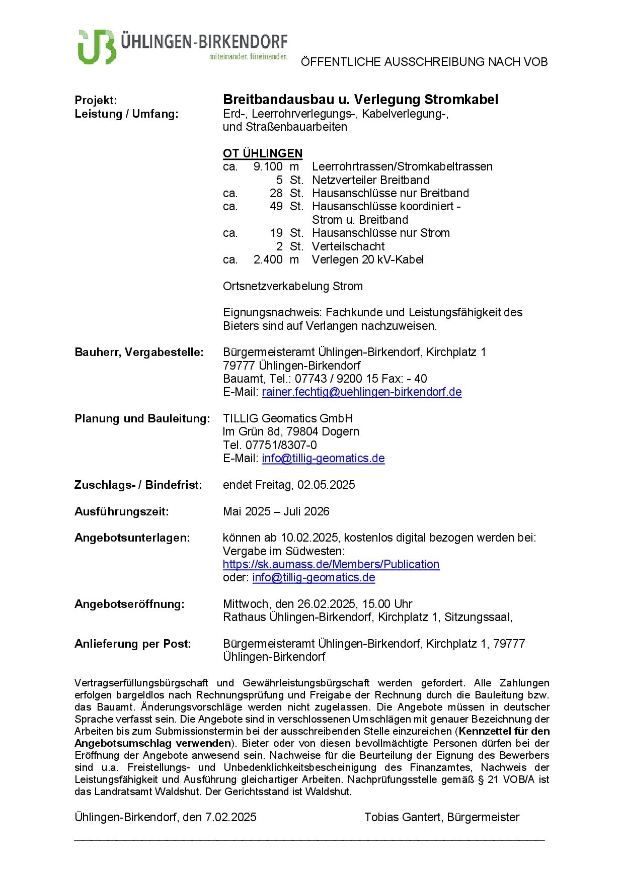 Anzeite BBA Ühlingen