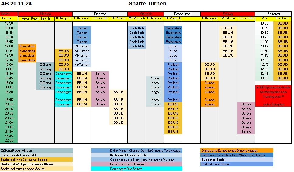 Trainingsplan 20.11.2024